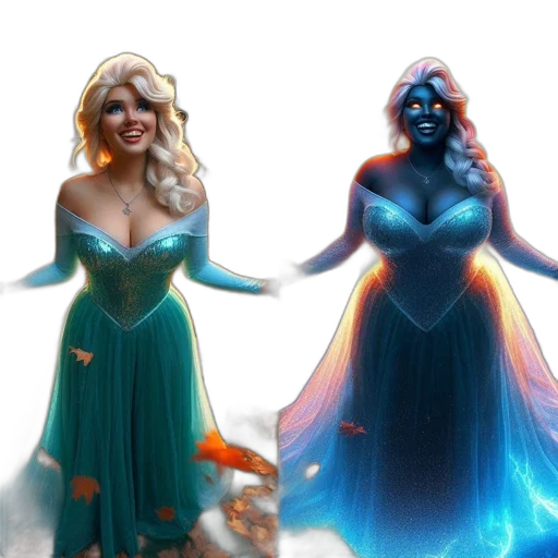 dress, concept art, fantasy art, 3d render, comic book art, underwater, dark, blue transparent PNG cut-out