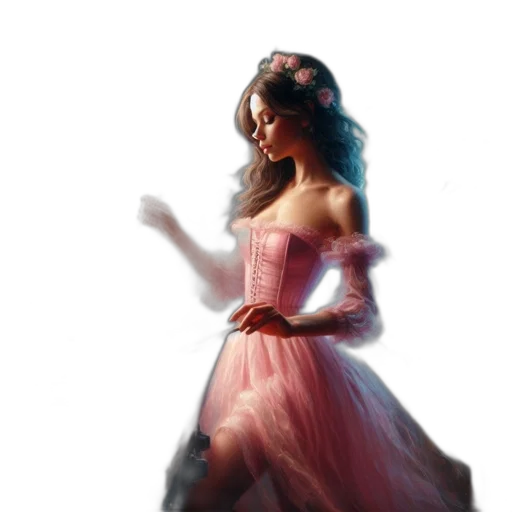 dress, photorealistic, concept art, 3d render, fantasy art, fairy, wearing, pink transparent PNG cut-out