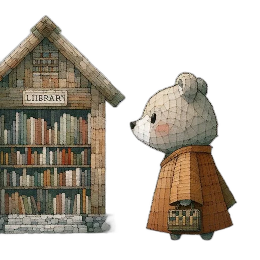 3d render, concept art, snow, bear, brown, coat, carrying, basket transparent PNG cut-out