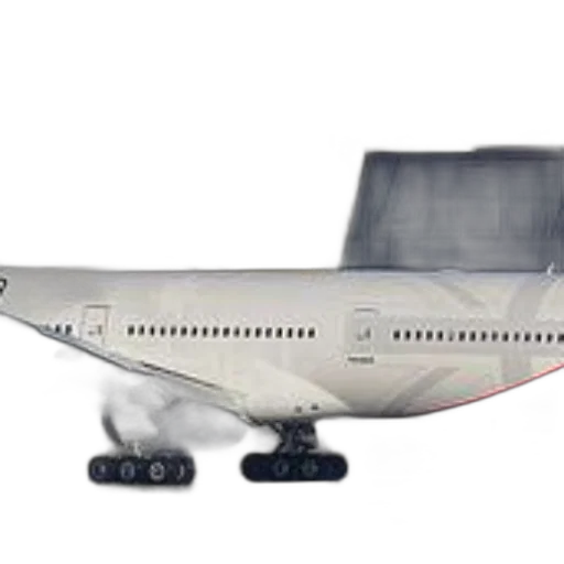 3d render, photorealistic, concept art, large, white, airplane, red, accents transparent PNG cut-out