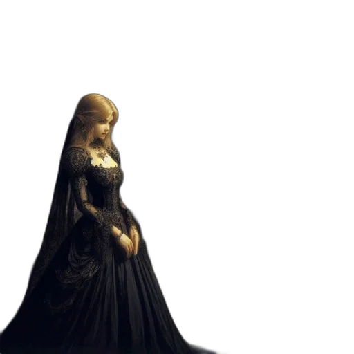 dress, crown, sword, hair, 3d render, concept art, fantasy art, photorealistic transparent PNG cut-out