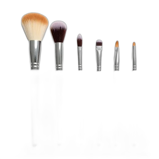 earth tones, monochrome, golden, set, six, makeup, brushes, white transparent PNG cut-out