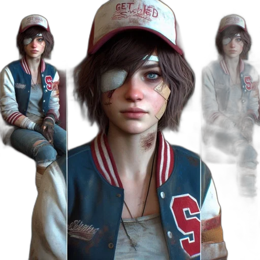 jacket, face, hat, concept art, photorealistic, 3d render, comic book art, individual transparent PNG cut-out