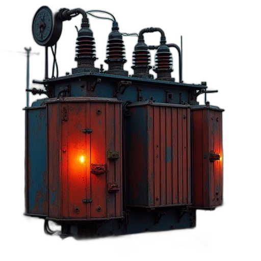 robot, 3d render, concept art, over, voltage, transformer transparent PNG cut-out