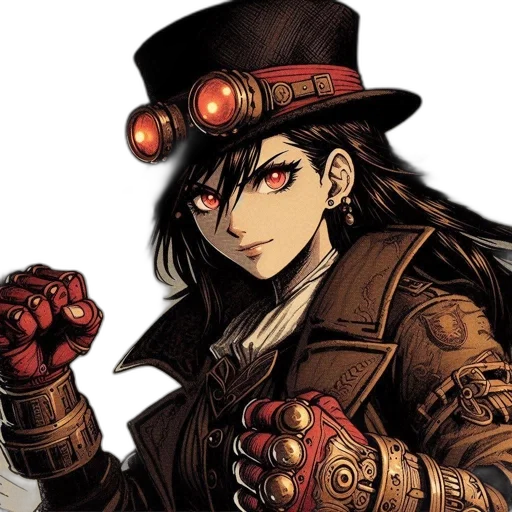 hat, staff, weapon, face, concept art, comic book art, anime, fantasy art transparent PNG cut-out