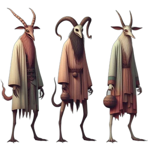 creature, concept art, fantasy art, 3d render, earth tones, dark, monochrome, three transparent PNG cut-out