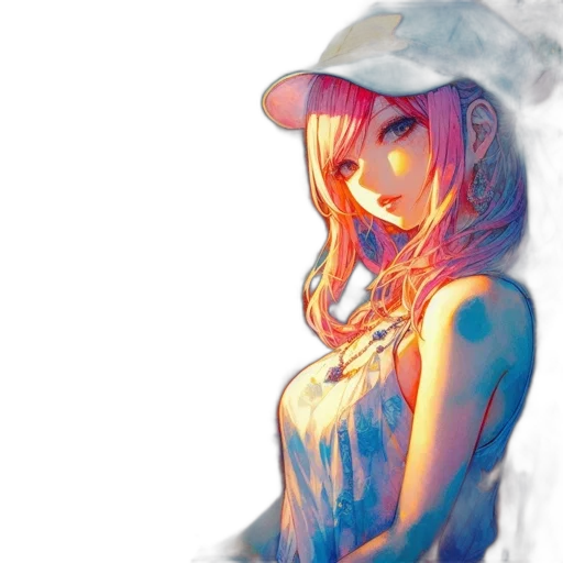 dress, hat, face, jacket, anime, watercolor, concept art, pixel art transparent PNG cut-out