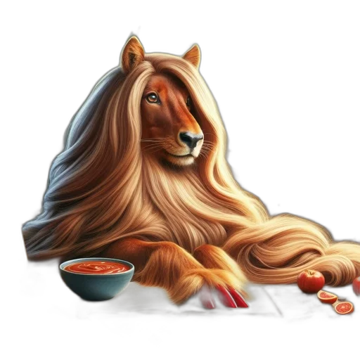 hair, animal, food, concept art, fantasy art, photorealistic, watercolor, anthropomorphic transparent PNG cut-out