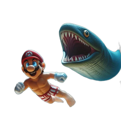 creature, animal, 3d render, concept art, underwater, mario, his, iconic transparent PNG cut-out