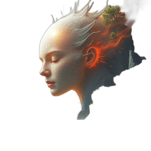 dragon, face, crown, hair transparent PNG cut-out