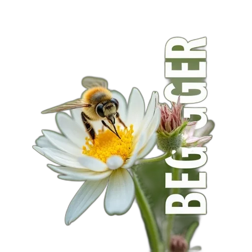 flower, animal, staff, 3d render, photorealistic, close-up, image, bee transparent PNG cut-out