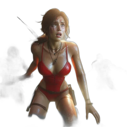 concept art, comic book art, fantasy art, 3d render, fire, red, wet, determined transparent PNG cut-out