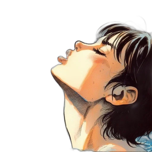 face, comic book art, watercolor, photorealistic, vaporwave, outer space, blue, woman transparent PNG cut-out