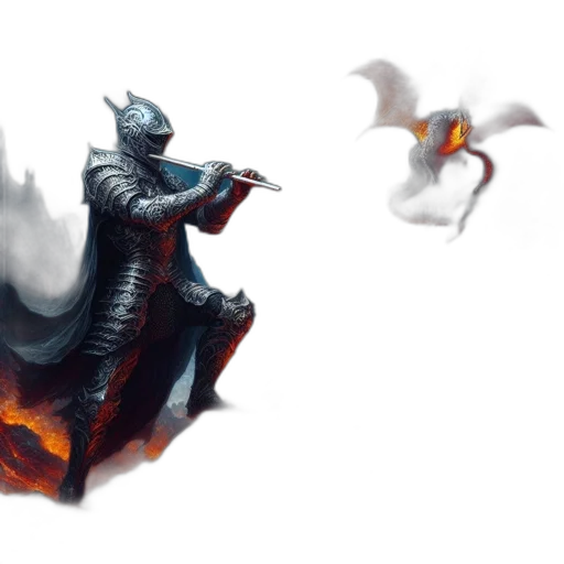 dragon, sword, weapon, creature, concept art, fantasy art, pixel art, watercolor transparent PNG cut-out