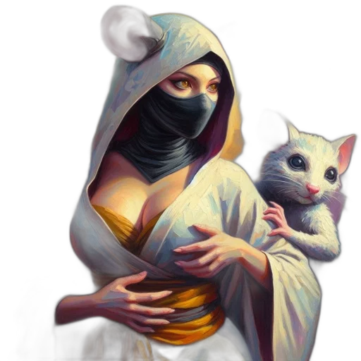 mask, creature, concept art, fantasy art, pixel art, photorealistic, anthropomorphic, woman transparent PNG cut-out