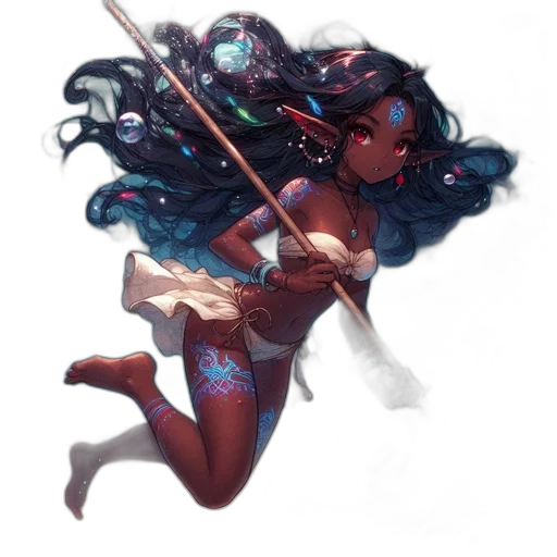 sword, staff, weapon, dress, fantasy art, concept art, comic book art, watercolor transparent PNG cut-out