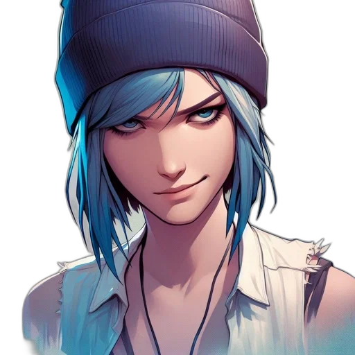 hat, face, jacket, staff, anime, cyberpunk, concept art, comic book art transparent PNG cut-out