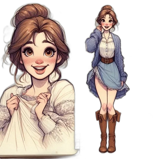 dress, concept art, fantasy art, pixel art, watercolor, snow, pastel, earth tones transparent PNG cut-out