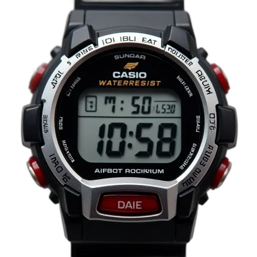 digital, casio, watch, black, silver, color, scheme, displaying transparent PNG cut-out