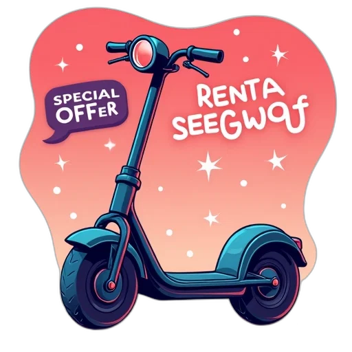 3d render, second, image, stylized, illustration, scooter, text, rent transparent PNG cut-out