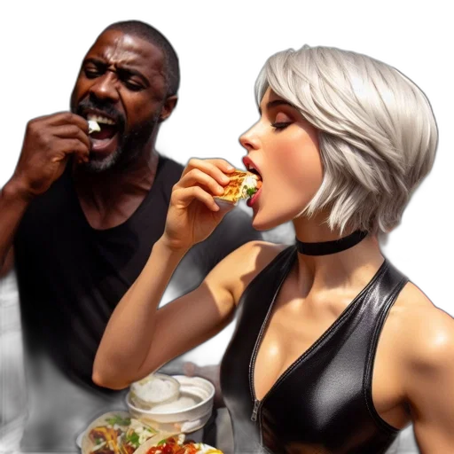 food, concept art, photorealistic, comic book art, fantasy art, two, individuals, including transparent PNG cut-out