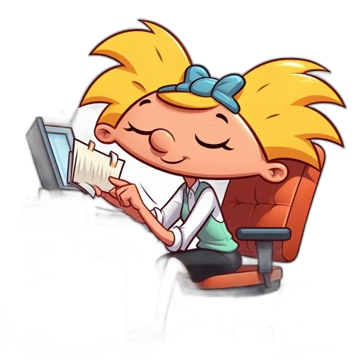 staff, cartoon, concept art, 3d render, young, girl, spiky, yellow transparent PNG cut-out