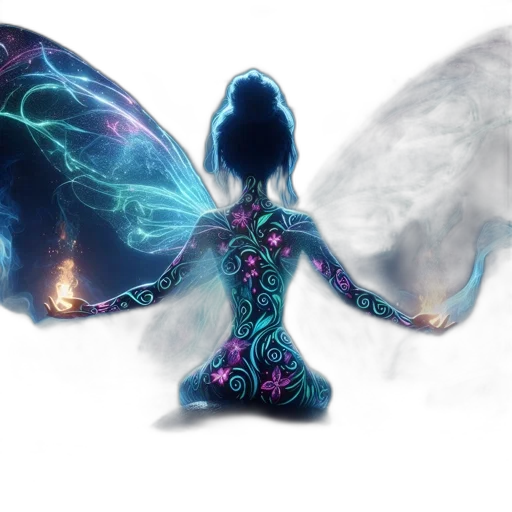 dress, fantasy art, concept art, comic book art, pixel art, outer space, blue, enigmatic transparent PNG cut-out