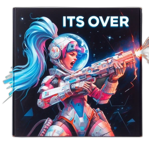 jacket, weapon, vaporwave, cyberpunk, concept art, outer space, astronaut, figure transparent PNG cut-out