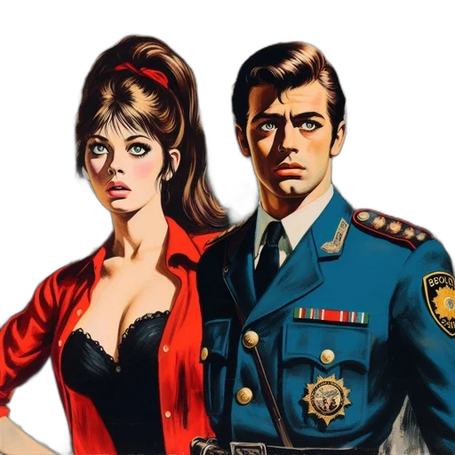 jacket, dress, comic book art, concept art, photorealistic, cartoon, red, vintage transparent PNG cut-out