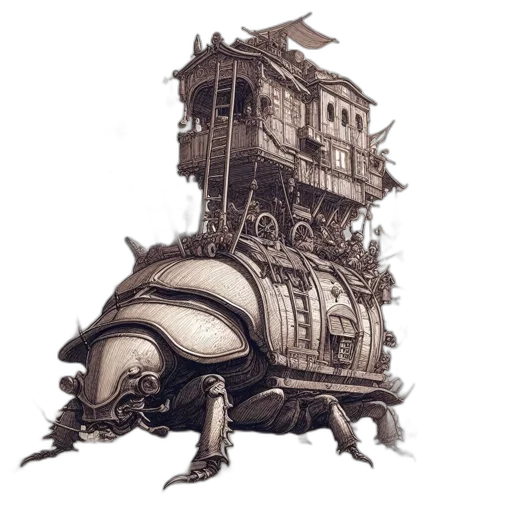 dragon, robot, building, car, concept art, fantasy art, 3d render, photorealistic transparent PNG cut-out