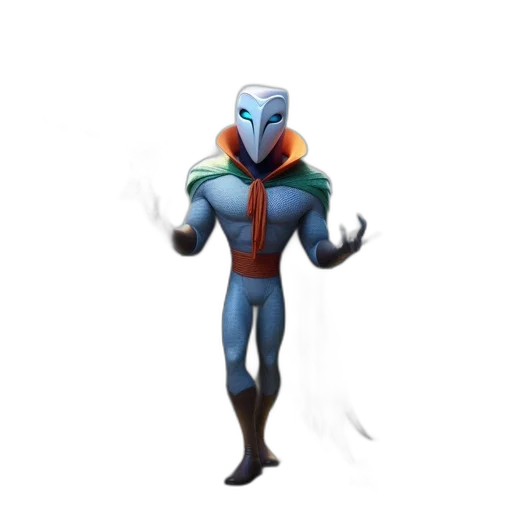 jacket, mask, robot, creature, concept art, 3d render, pixel art, fantasy art transparent PNG cut-out