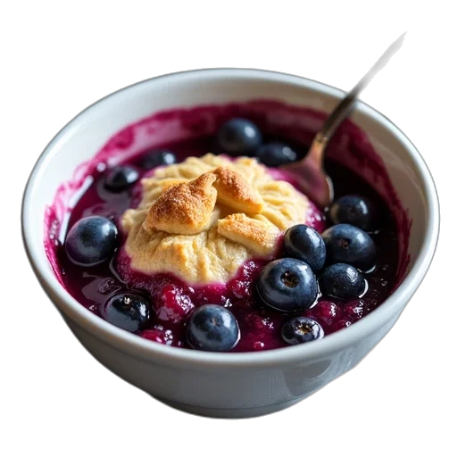 food, bowl, baked, blueberry, cobb, spoon transparent PNG cut-out
