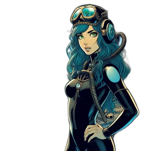 staff, concept art, comic book art, cartoon, pixel art, blue, dark, woman transparent PNG cut-out