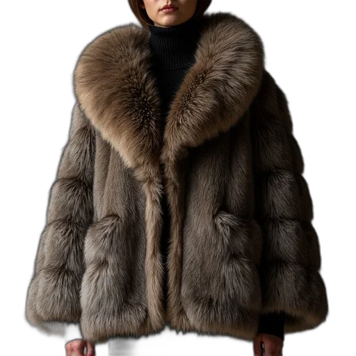 jacket, theia, mixed, fur transparent PNG cut-out
