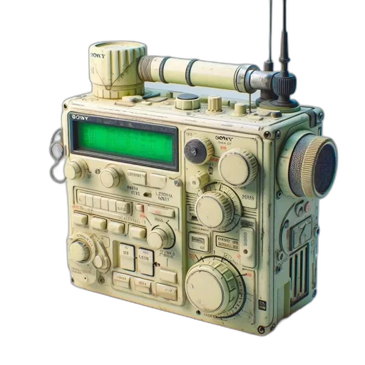 robot, weapon, staff, cyberpunk, 3d render, concept art, green, vintage-futuristic transparent PNG cut-out