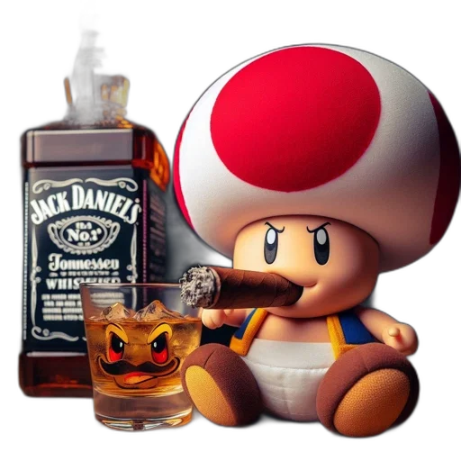 bottle, hat, weapon, animal, pixel art, 3d render, concept art, photorealistic transparent PNG cut-out