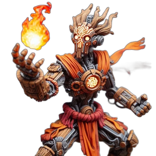 staff, concept art, fantasy art, 3d render, pixel art, fire, elaborate, robotic transparent PNG cut-out