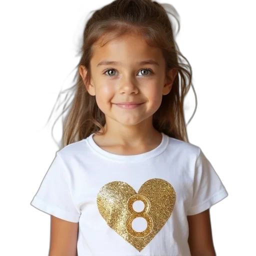 jewelry, young, girl, wearing, white, t-shirt, heart-shaped, design transparent PNG cut-out
