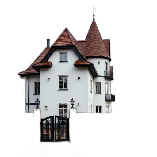 building, crown, face, umbrella, 3d render, photorealistic, concept art, white transparent PNG cut-out