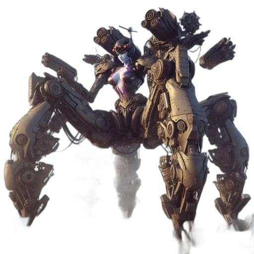 robot, weapon, concept art, 3d render, fantasy art, cyberpunk, imposing, metallic transparent PNG cut-out