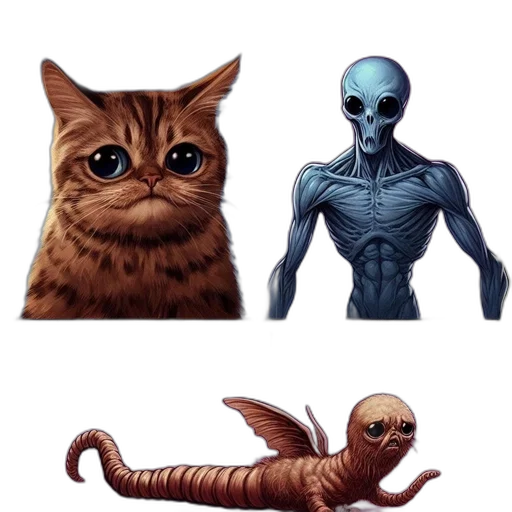 creature, animal, concept art, pixel art, comic book art, fantasy art, outer space, four transparent PNG cut-out