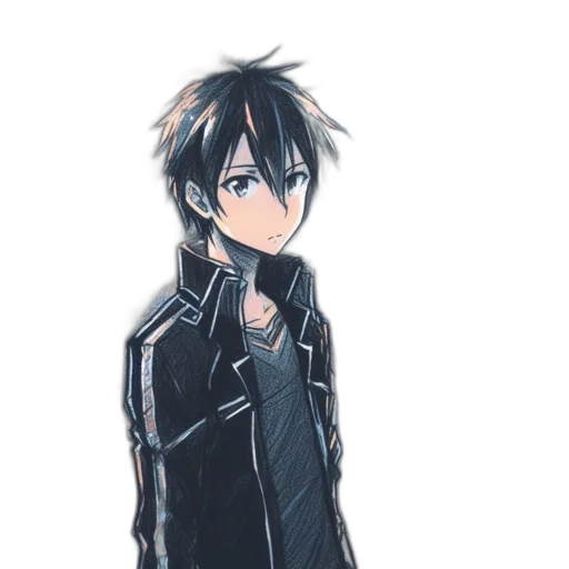 jacket, staff, weapon, mask, concept art, anime, cartoon, pixel art transparent PNG cut-out