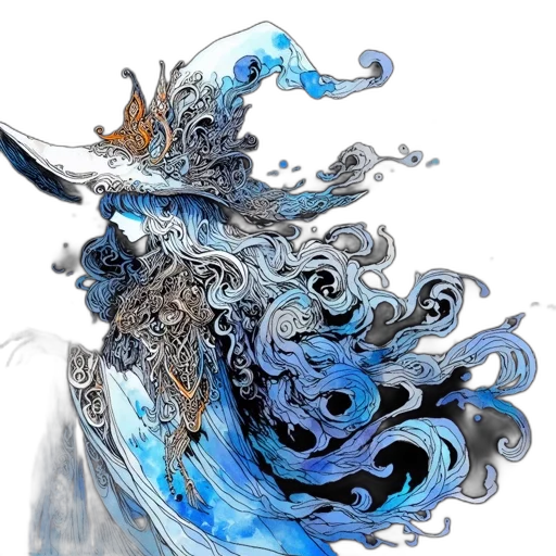 dragon, staff, mask, concept art, fantasy art, pixel art, comic book art, underwater transparent PNG cut-out