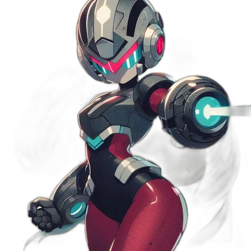 robot, concept art, pixel art, 3d render, comic book art, red, blue, dark transparent PNG cut-out