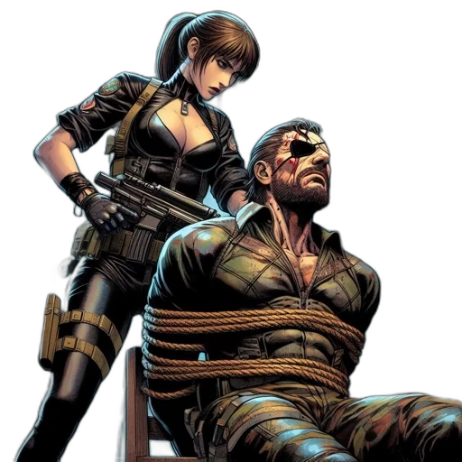 cyberpunk, comic book art, concept art, military, setting, determined, woman, gun transparent PNG cut-out