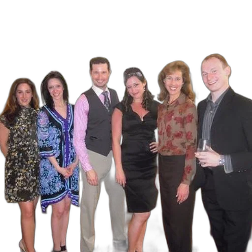 staff, group, six, people, three, women, men, dressed transparent PNG cut-out