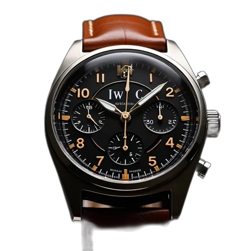 photorealistic, iwc, watches, iw50311, black, dial, face, brown transparent PNG cut-out