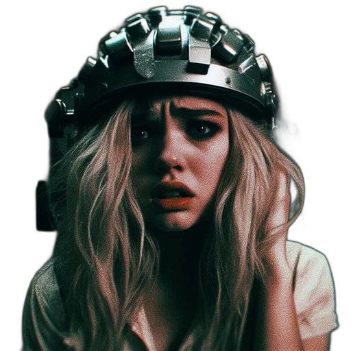 face, hat, robot, crown, cyberpunk, concept art, photorealistic, comic book art transparent PNG cut-out