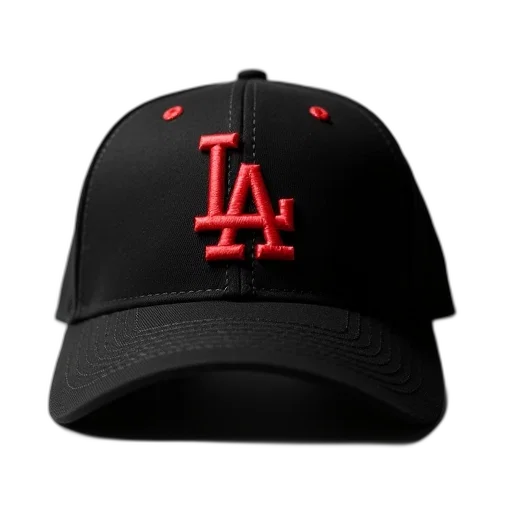 hat, crown, black, baseball, dodgers, logo, red transparent PNG cut-out