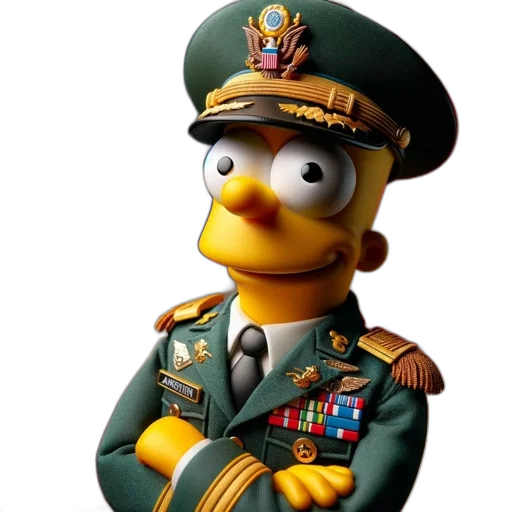 staff, 3d render, concept art, photorealistic, pixel art, simpsons, character, military transparent PNG cut-out